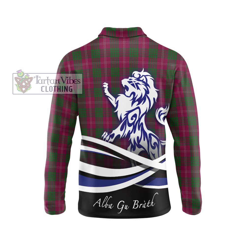 Tartan Vibes Clothing Crawford Tartan Long Sleeve Polo Shirt with Alba Gu Brath Regal Lion Emblem