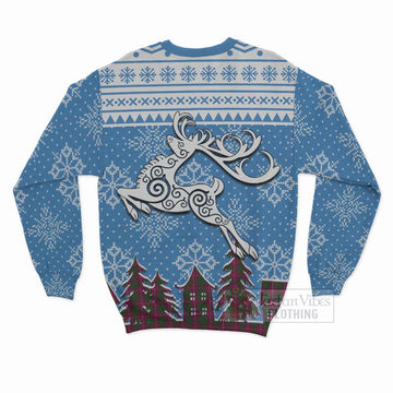 Crawford Clan Christmas Sweatshirt Celtic Reindeer Style