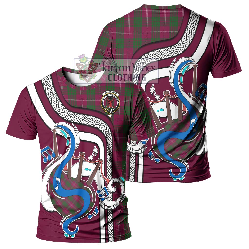 Tartan Vibes Clothing Crawford Tartan T-Shirt with Epic Bagpipe Style