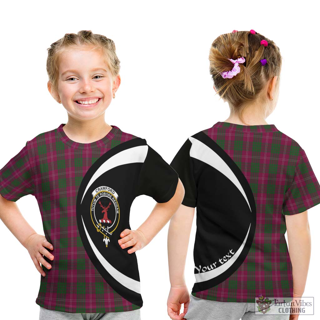 Tartan Vibes Clothing Crawford Tartan Kid T-Shirt with Family Crest Circle Style