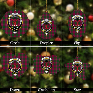 Crawford Tartan Christmas Ornaments with Family Crest