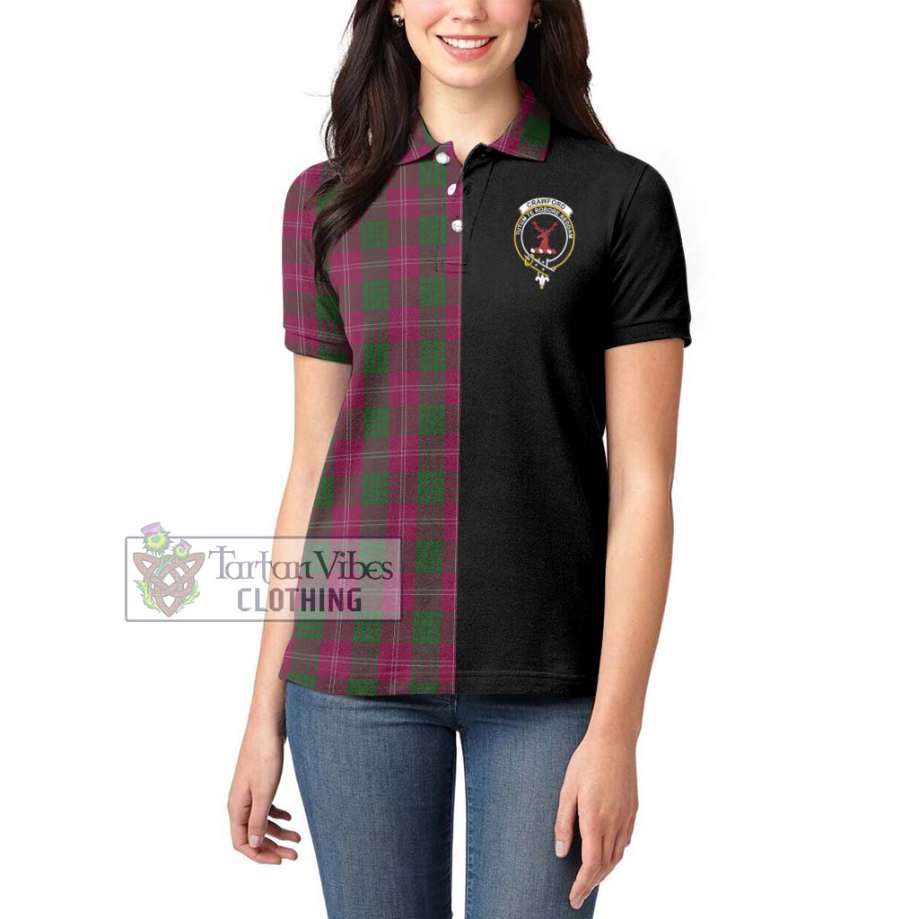 Tartan Vibes Clothing Crawford Tartan Women's Polo Shirt with Family Crest and Half Of Me Style