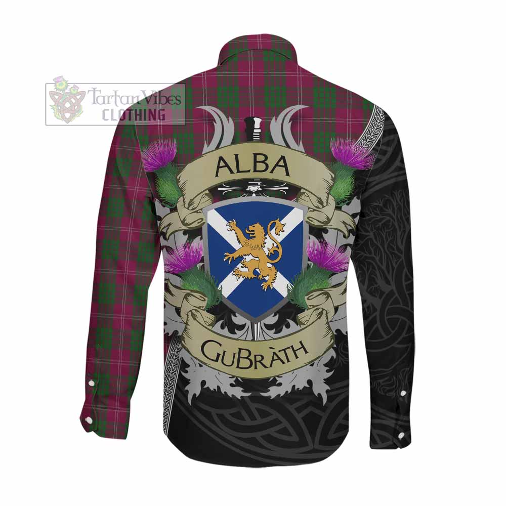 Crawford Tartan Family Crest Long Sleeve Button Shirt Lion Rampant Royal Thistle Shield Celtic Inspired Men's Shirt - Tartan Vibes Clothing