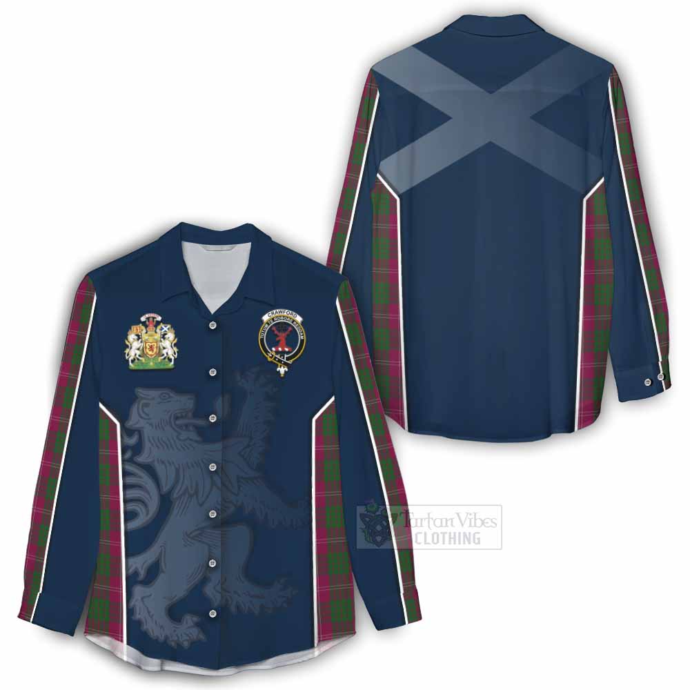 Tartan Vibes Clothing Crawford Tartan Women's Casual Shirt with Family Crest and Lion Rampant Vibes Sport Style