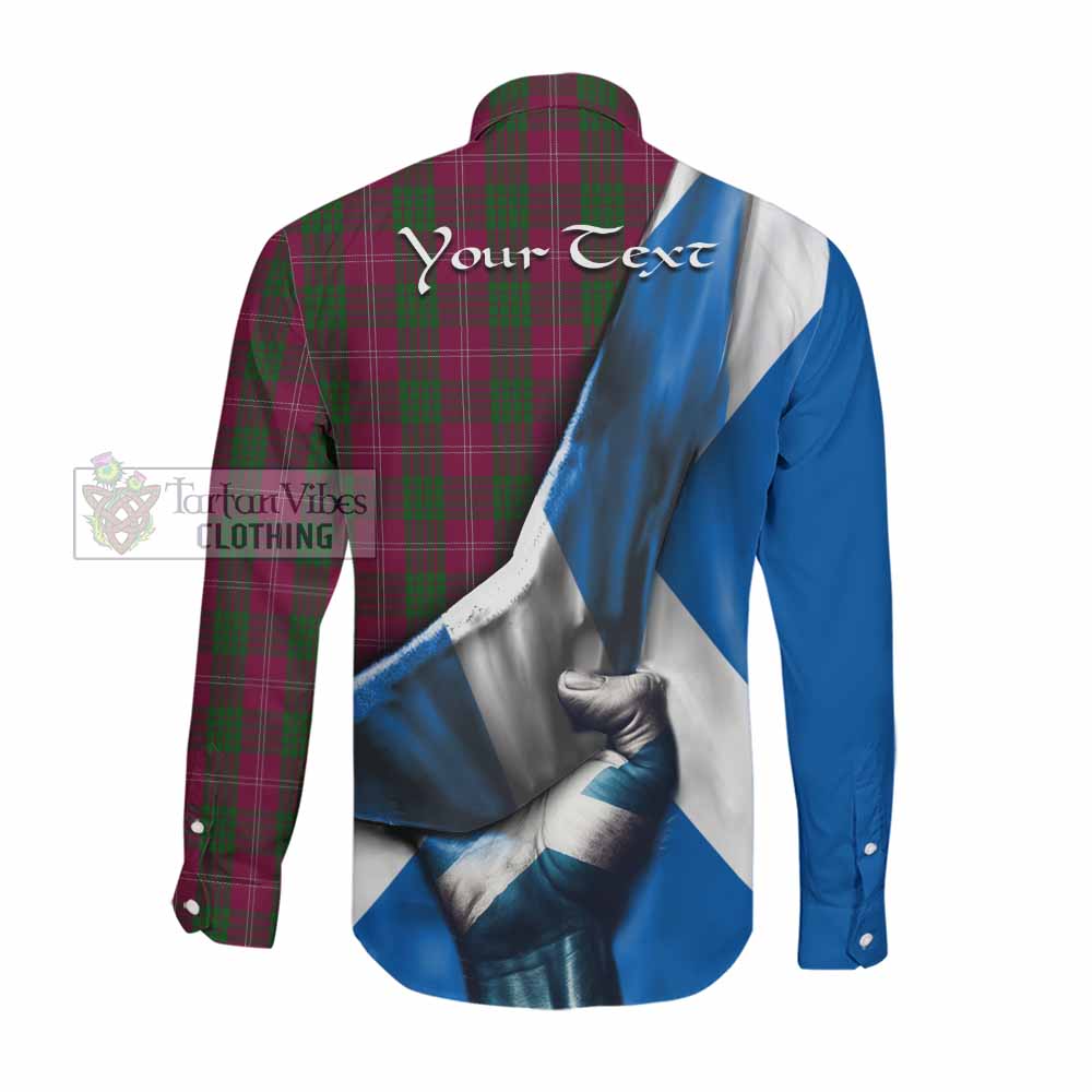 Tartan Vibes Clothing Crawford Tartan Long Sleeve Button Shirt with Family Crest Scotland Patriotic Style