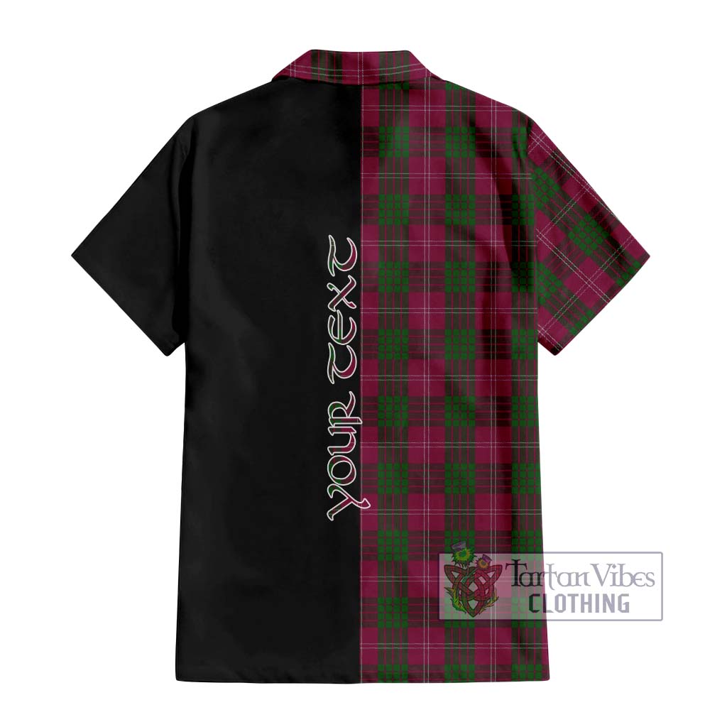 Tartan Vibes Clothing Crawford Tartan Short Sleeve Button Shirt with Family Crest and Half Of Me Style