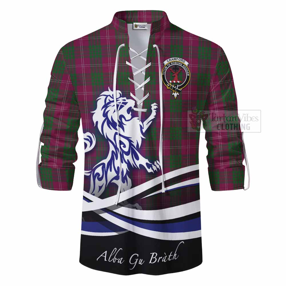 Tartan Vibes Clothing Crawford Tartan Ghillie Kilt Shirt with Alba Gu Brath Regal Lion Emblem