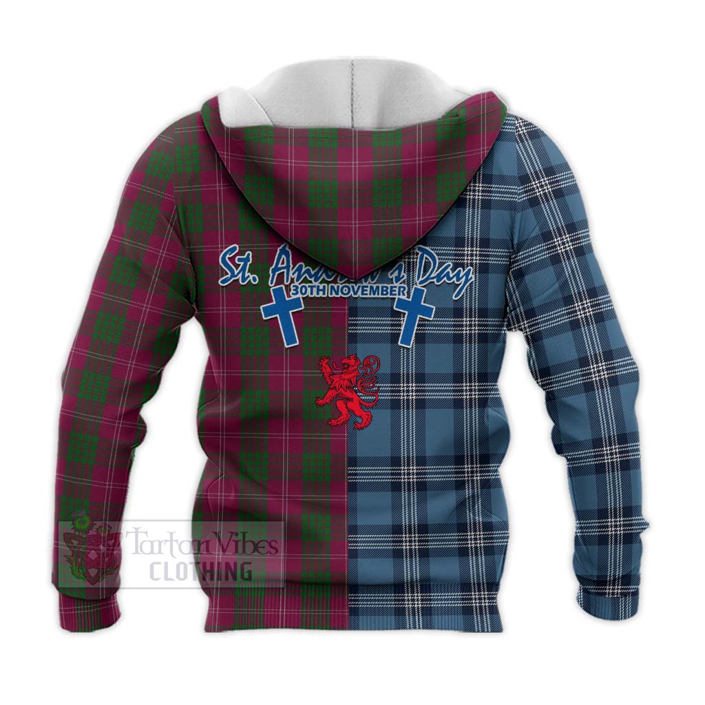 Tartan Vibes Clothing Crawford Tartan Knitted Hoodie Happy St. Andrew's Day Half Tartan Style