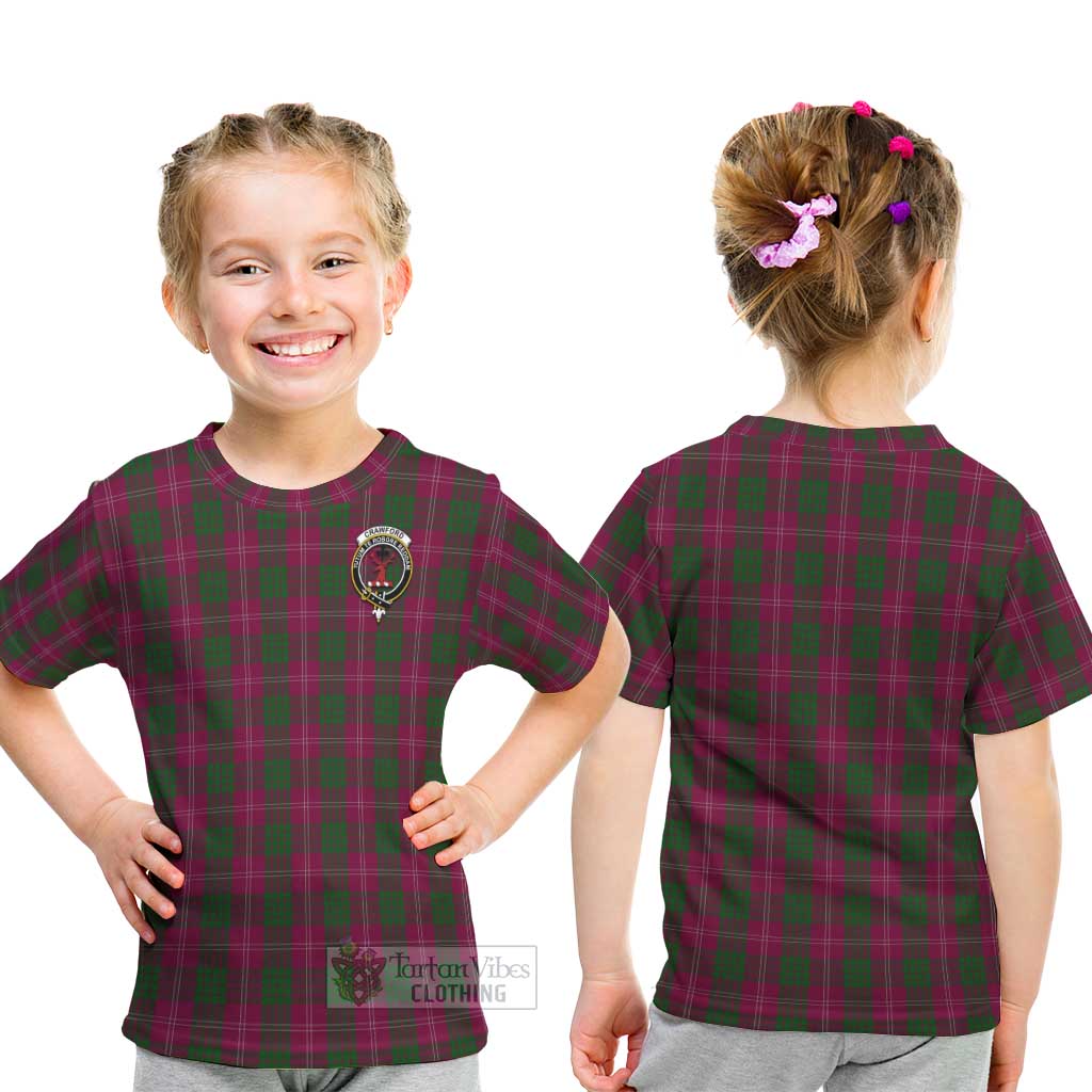 Tartan Vibes Clothing Crawford Tartan Kid T-Shirt with Family Crest