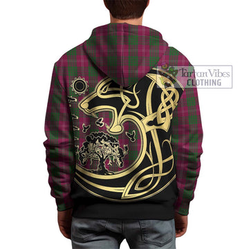 Crawford Tartan Hoodie with Family Crest Celtic Wolf Style