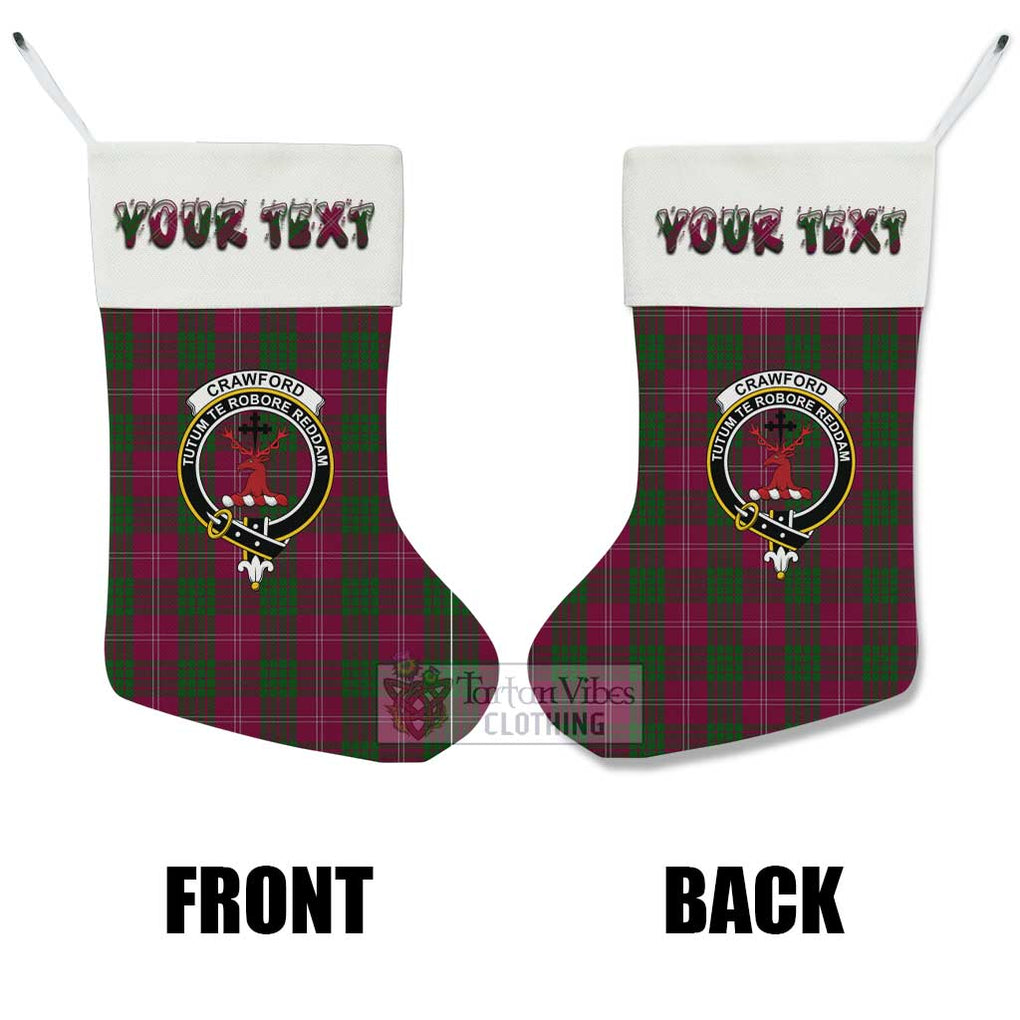 Tartan Vibes Clothing Crawford Tartan Family Crest Christmas Stocking with Personalized Text