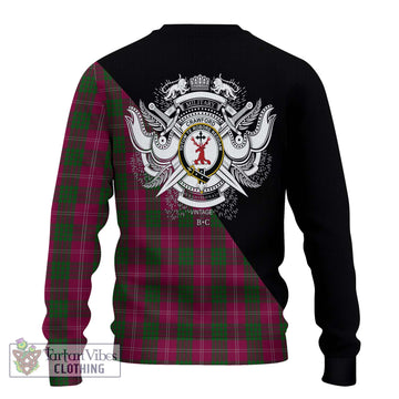 Crawford Tartan Knitted Sweater with Family Crest and Military Logo Style