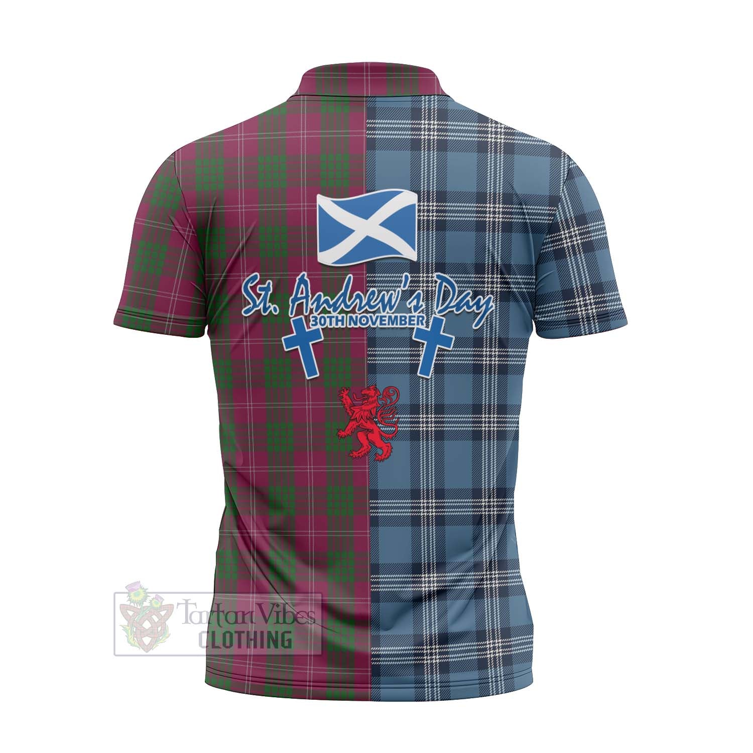 Tartan Vibes Clothing Crawford Tartan Zipper Polo Shirt Happy St. Andrew's Day Half Tartan Style