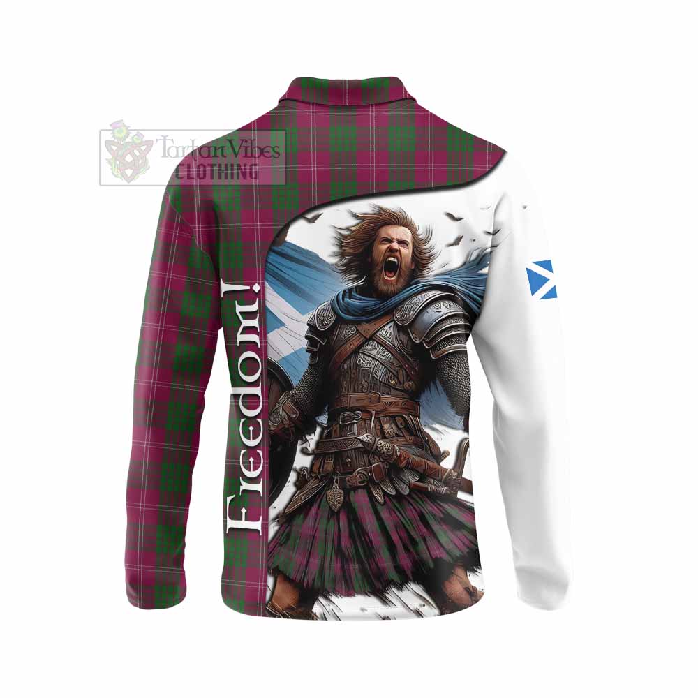 Tartan Vibes Clothing Crawford Crest Tartan Long Sleeve Polo Shirt Inspired by the Freedom of Scottish Warrior