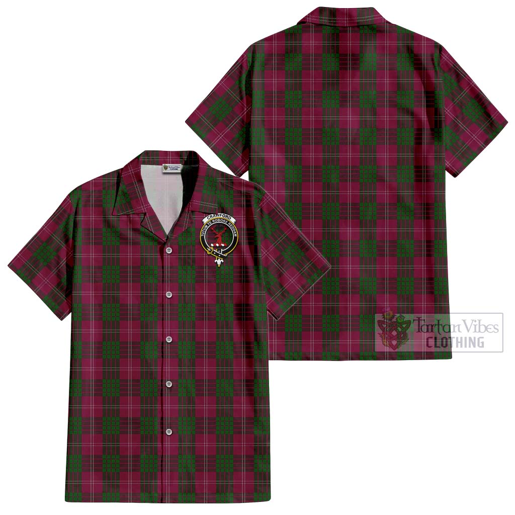 Tartan Vibes Clothing Crawford Tartan Cotton Hawaiian Shirt with Family Crest