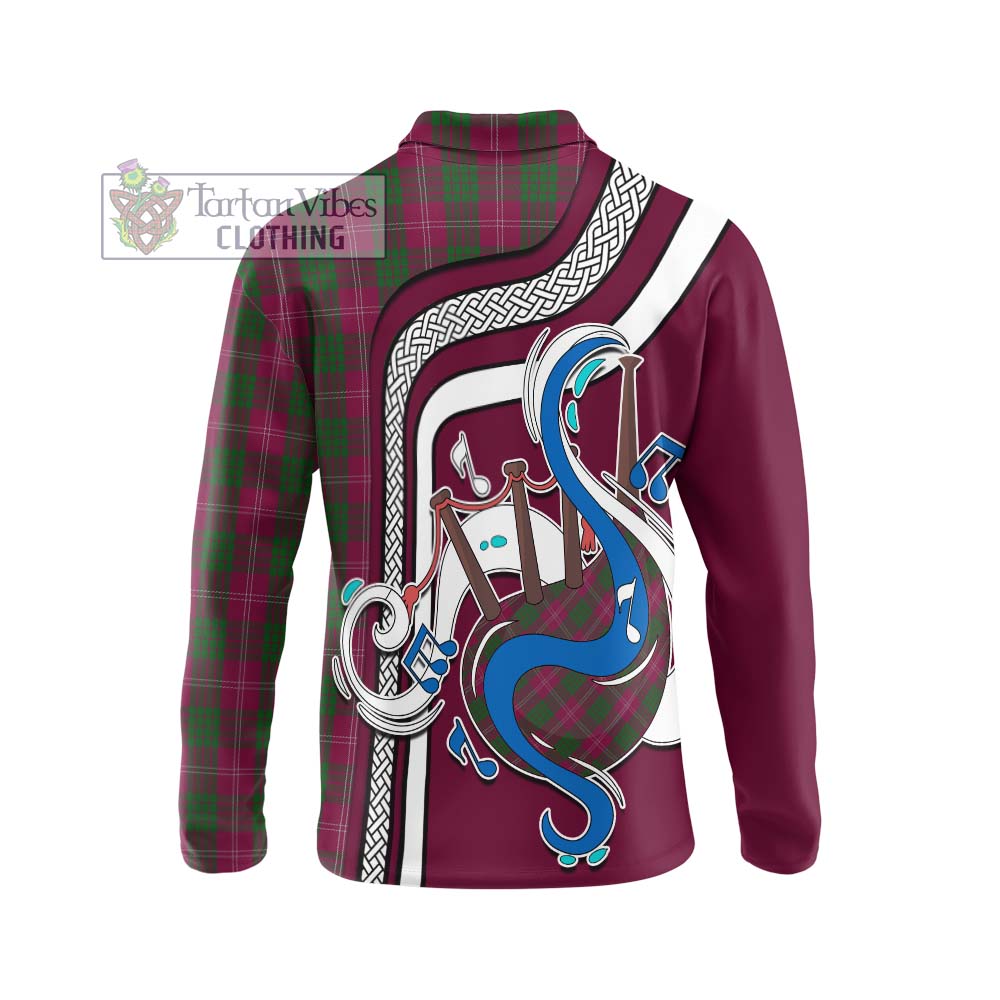 Tartan Vibes Clothing Crawford Tartan Long Sleeve Polo Shirt with Epic Bagpipe Style