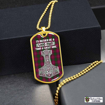 Crawford Tartan Dog Tag Necklace Viking Mjolnir Style