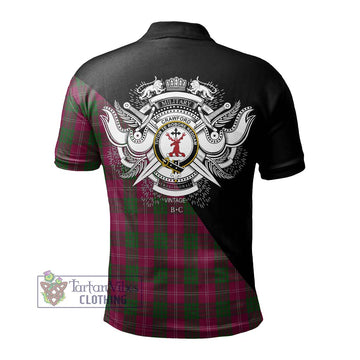 Crawford Tartan Polo Shirt with Family Crest and Military Logo Style