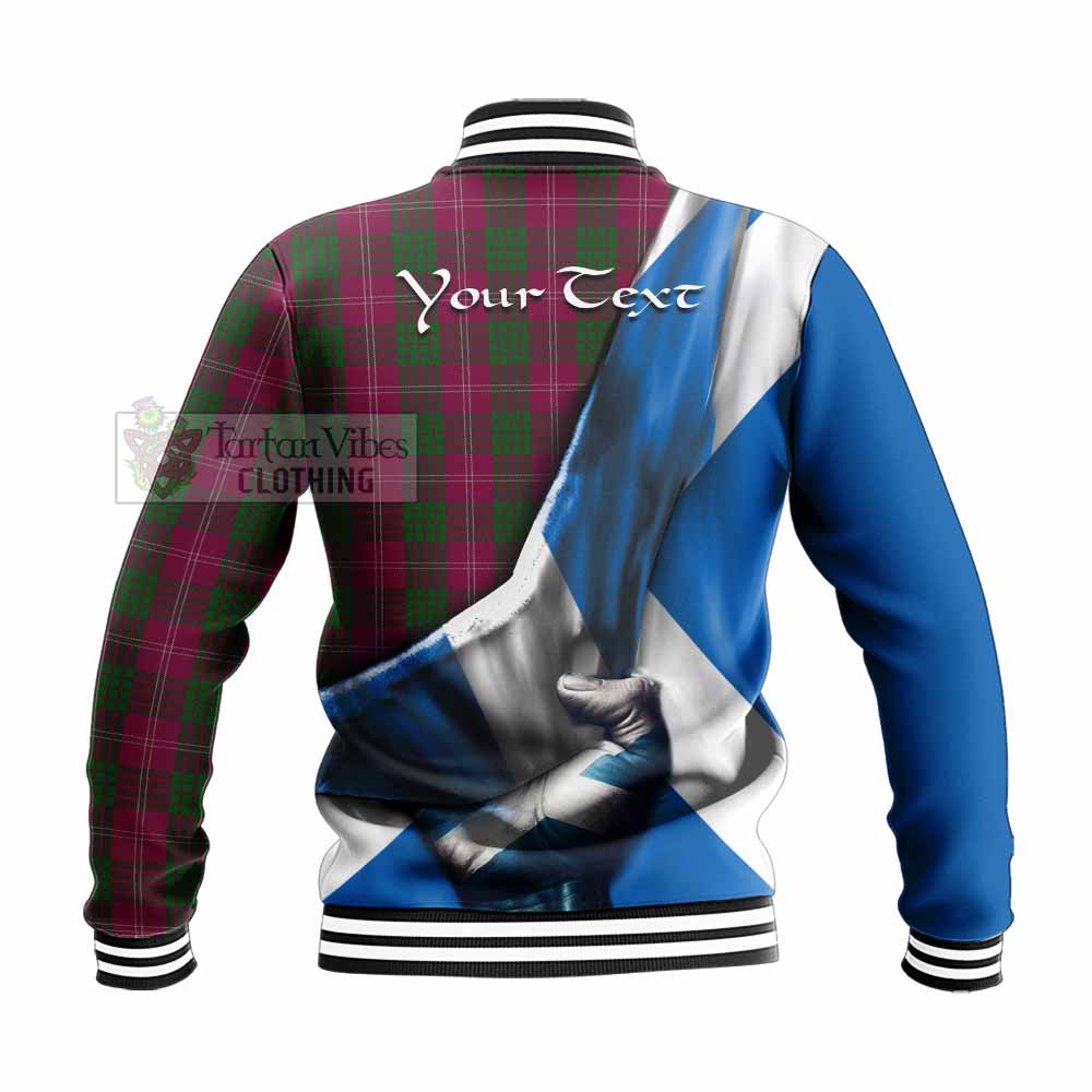 Tartan Vibes Clothing Crawford Tartan Baseball Jacket with Family Crest Scotland Patriotic Style