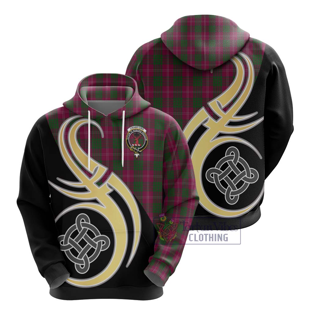 Tartan Vibes Clothing Crawford Tartan Hoodie with Family Crest and Celtic Symbol Style