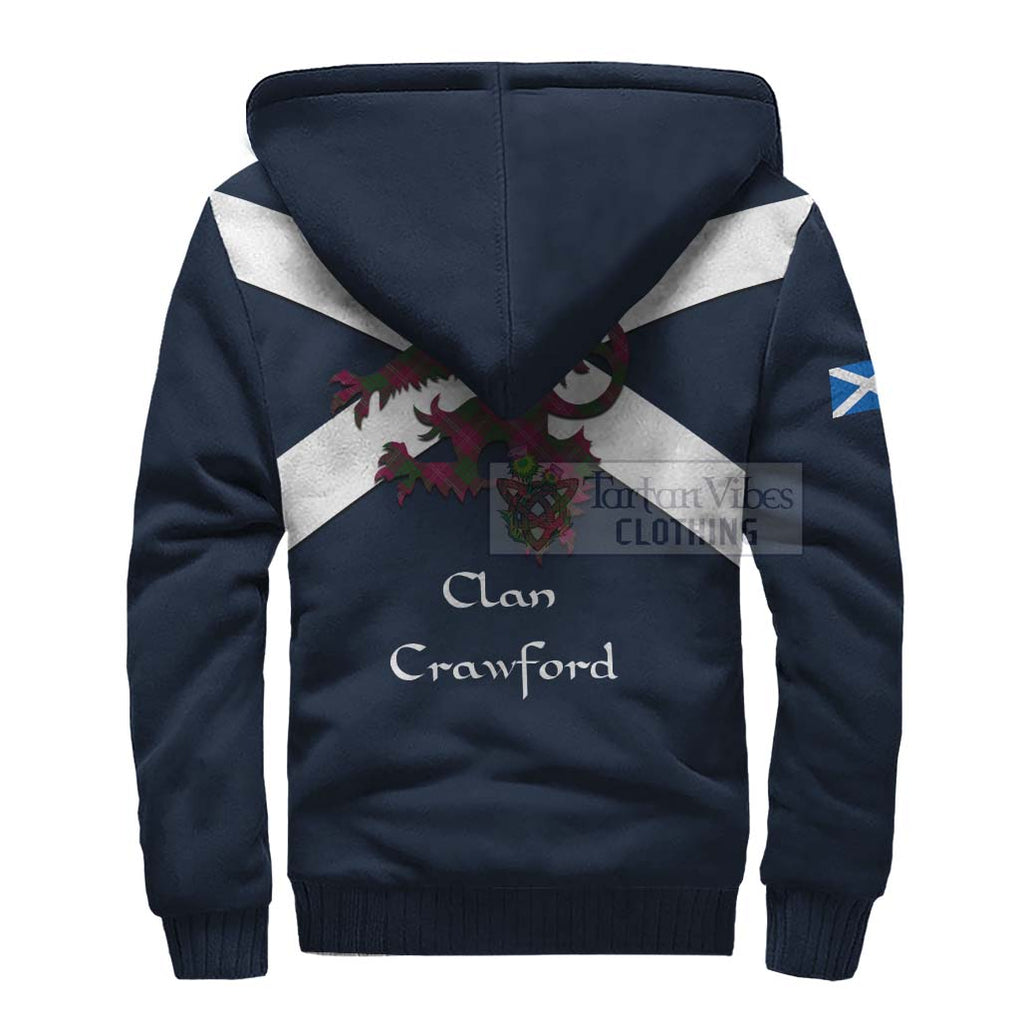 Tartan Vibes Clothing Crawford Tartan Lion Rampant Sherpa Hoodie – Proudly Display Your Heritage with Alba Gu Brath and Clan Name