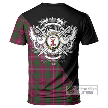 Crawford Tartan T-Shirt with Family Crest and Military Logo Style