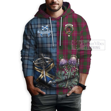 Crawford Tartan Hoodie Happy St. Andrew's Day Half Tartan Style