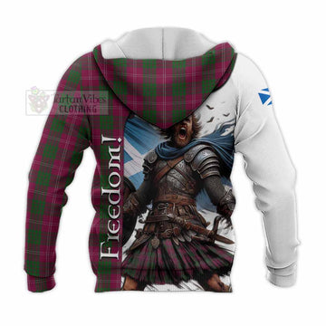 Crawford Crest Tartan Knitted Hoodie Inspired by the Freedom of Scottish Warrior