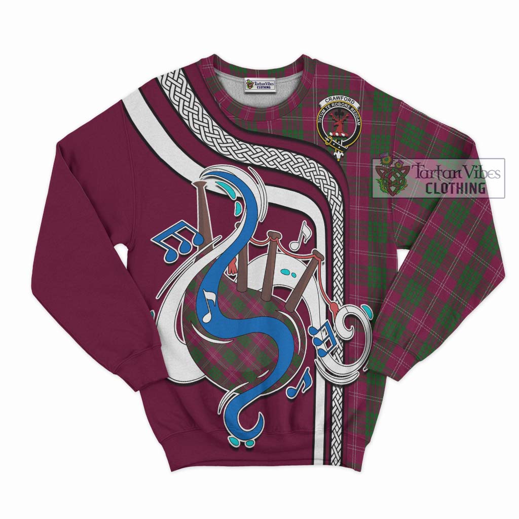 Tartan Vibes Clothing Crawford Tartan Sweatshirt with Epic Bagpipe Style