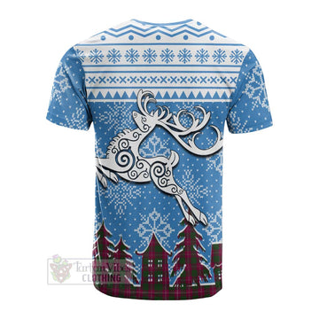 Crawford Clan Christmas Cotton T-shirt Celtic Reindeer Style