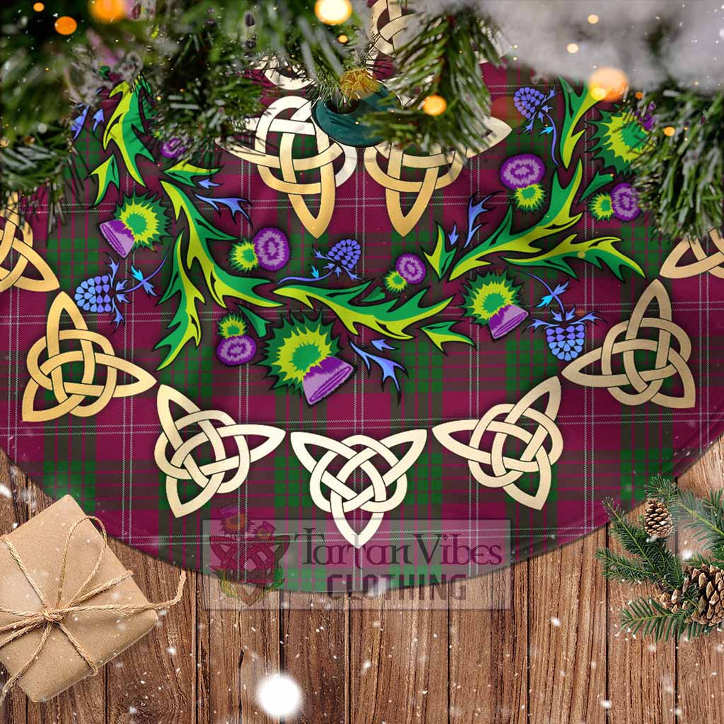 Tartan Vibes Clothing Crawford Tartan Christmas Tree Skirt with Thistle Celtic Knot Style