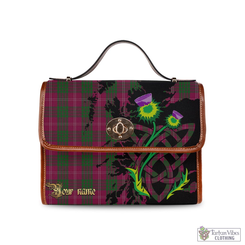 Tartan Vibes Clothing Crawford Tartan Waterproof Canvas Bag with Scotland Map and Thistle Celtic Accents