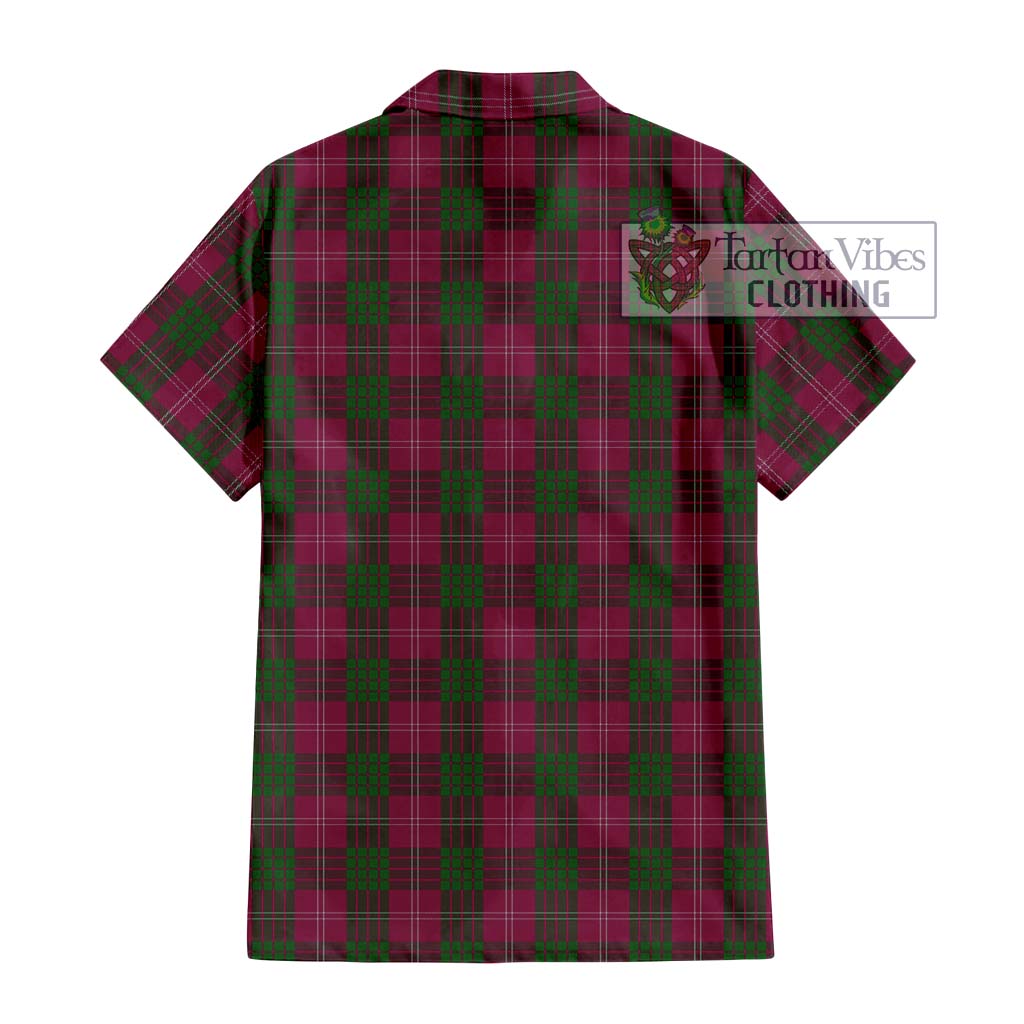 Tartan Vibes Clothing Crawford Tartan Short Sleeve Button Shirt with Family Crest DNA In Me Style