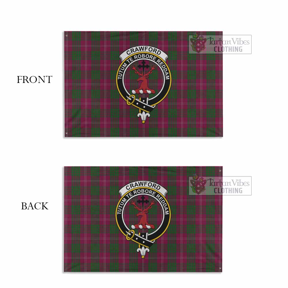 Tartan Vibes Clothing Crawford Tartan House Flag with Family Crest