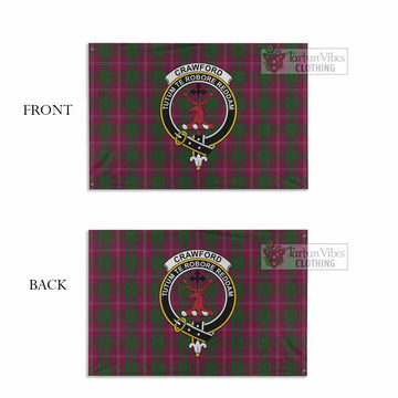 Crawford Tartan House Flag with Family Crest