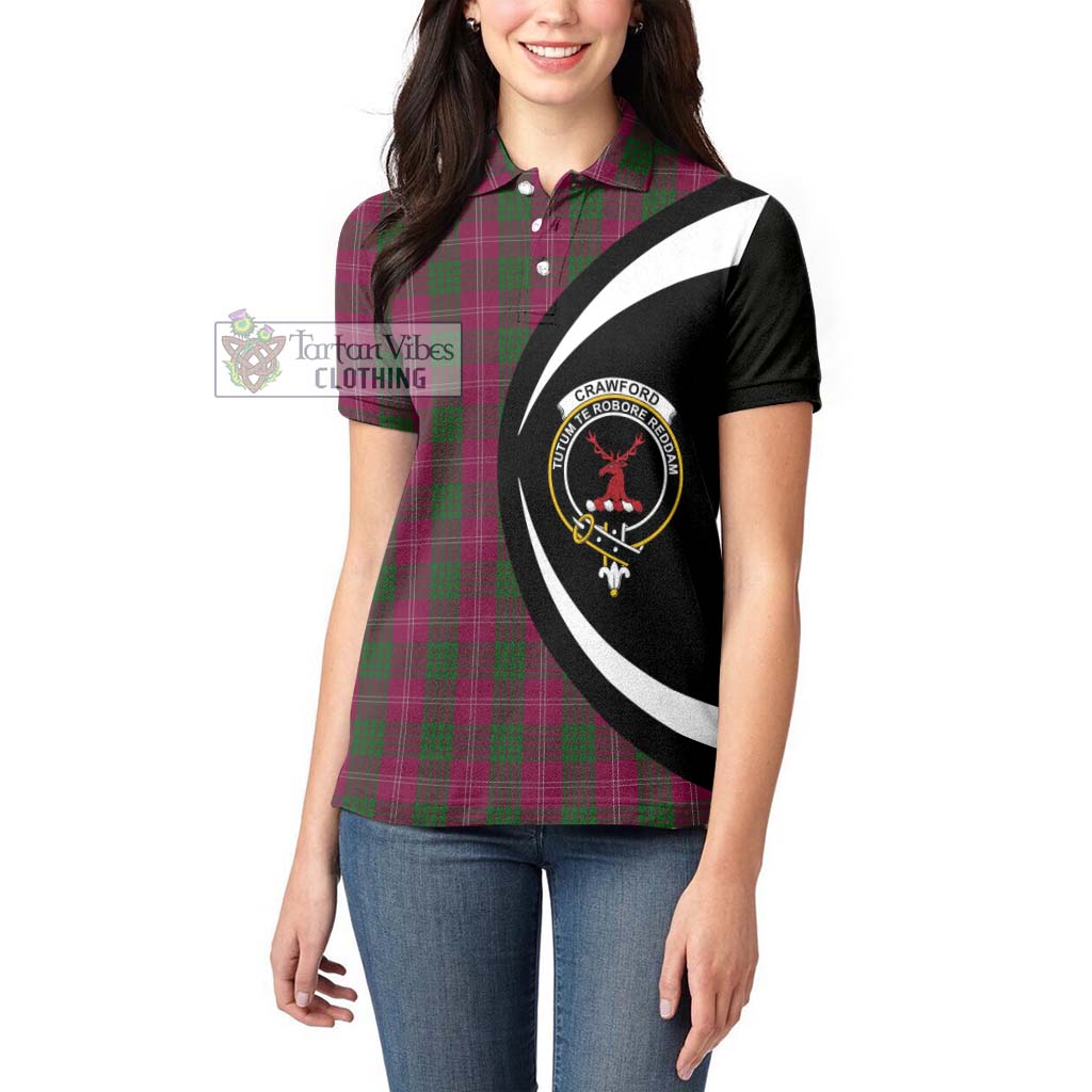 Tartan Vibes Clothing Crawford Tartan Women's Polo Shirt with Family Crest Circle Style