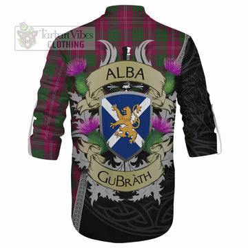 Crawford Tartan Family Crest Ghillie Kilt Shirt Lion Rampant Royal Thistle Shield Celtic Inspired - Tartan Vibes Clothing