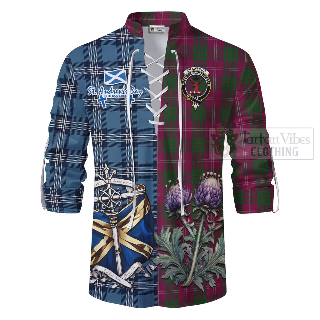 Tartan Vibes Clothing Crawford Tartan Ghillie Kilt Shirt Happy St. Andrew's Day Half Tartan Style