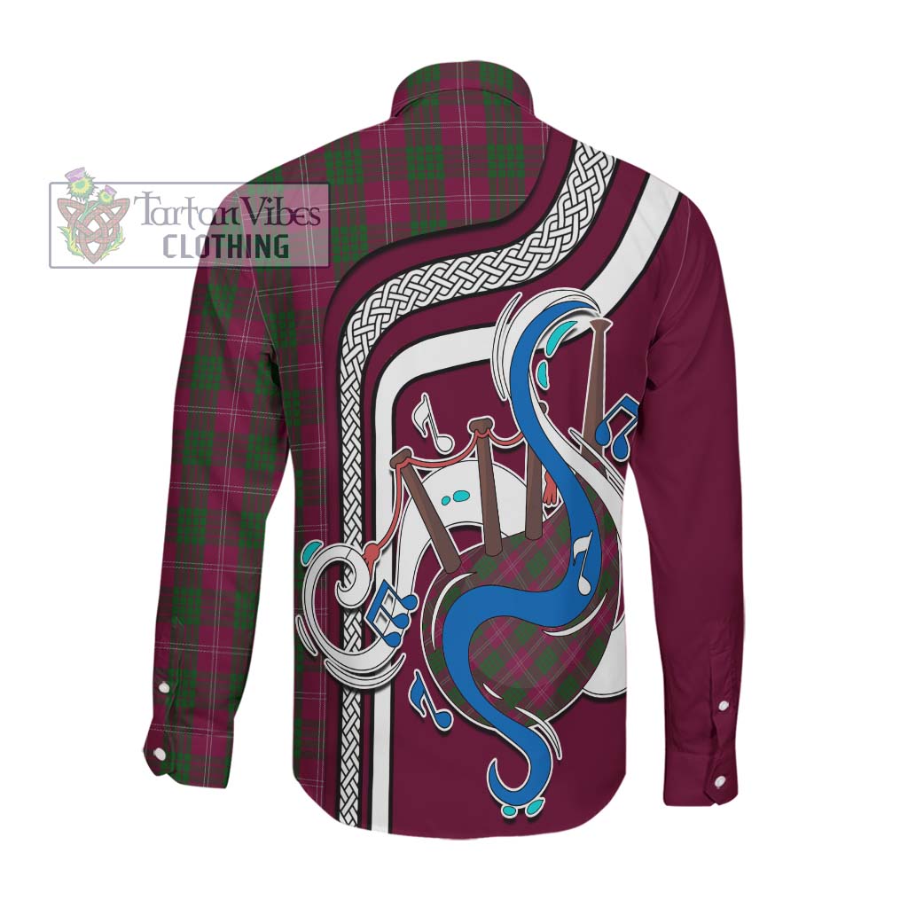 Tartan Vibes Clothing Crawford Tartan Long Sleeve Button Shirt with Epic Bagpipe Style