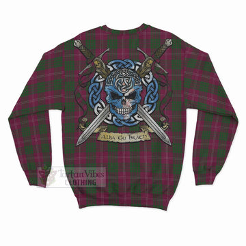 Crawford Tartan Sweatshirt with Family Crest Celtic Skull Style