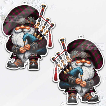 Crawford Tartan Bagpiper Gnome Christmas Ornament