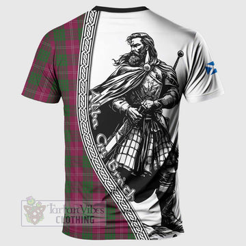 Crawford Tartan Clan Crest T-Shirt with Highlander Warrior Celtic Style