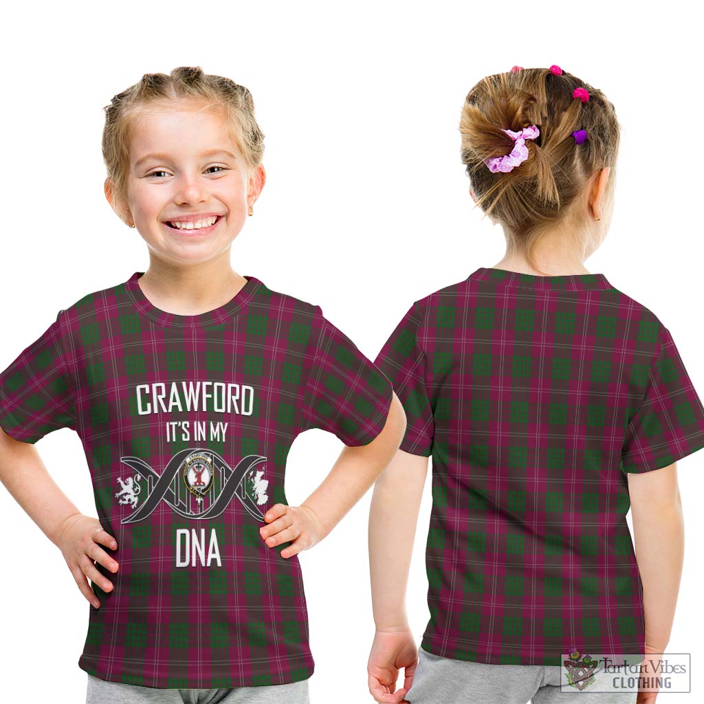 Tartan Vibes Clothing Crawford Tartan Kid T-Shirt with Family Crest DNA In Me Style