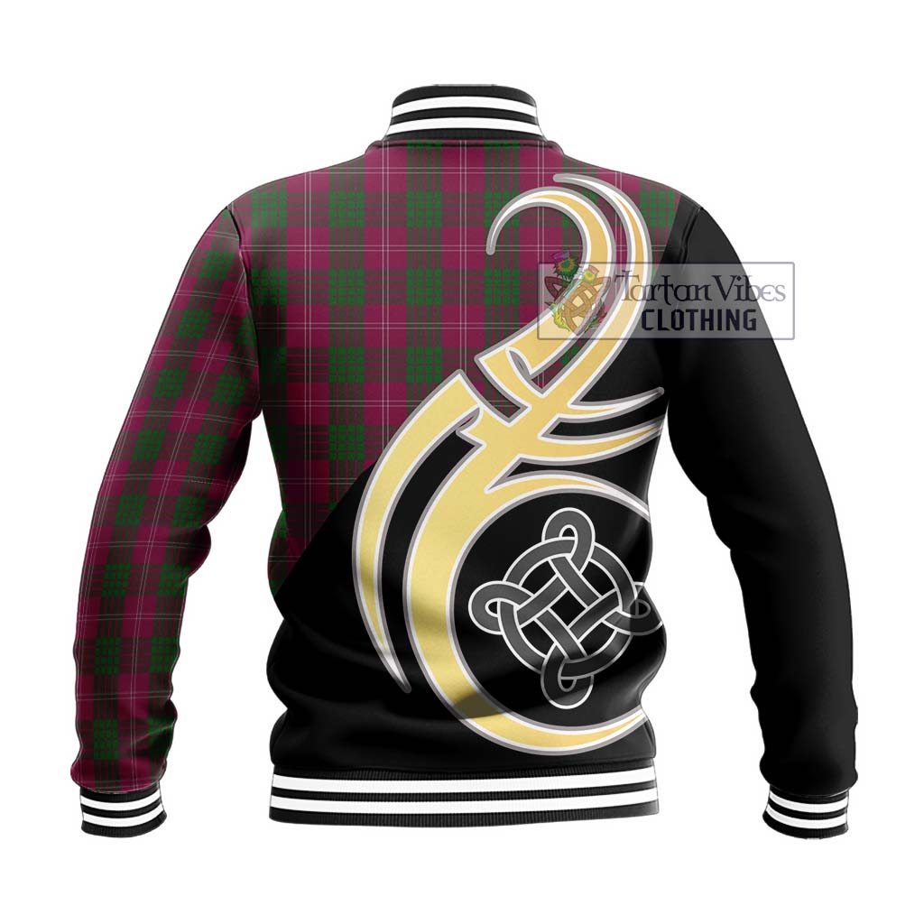 Tartan Vibes Clothing Crawford Tartan Baseball Jacket with Family Crest and Celtic Symbol Style