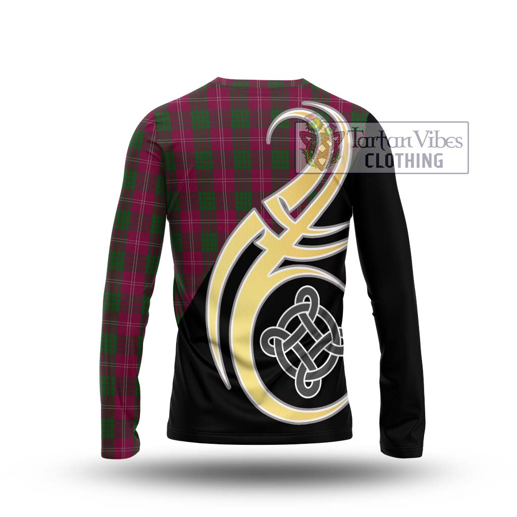 Tartan Vibes Clothing Crawford Tartan Long Sleeve T-Shirt with Family Crest and Celtic Symbol Style