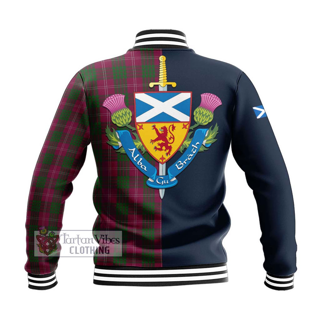 Tartan Vibes Clothing Crawford Tartan Baseball Jacket with Scottish Lion Royal Arm Half Style