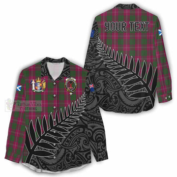 Crawford Crest Tartan Women's Casual Shirt with New Zealand Silver Fern Half Style