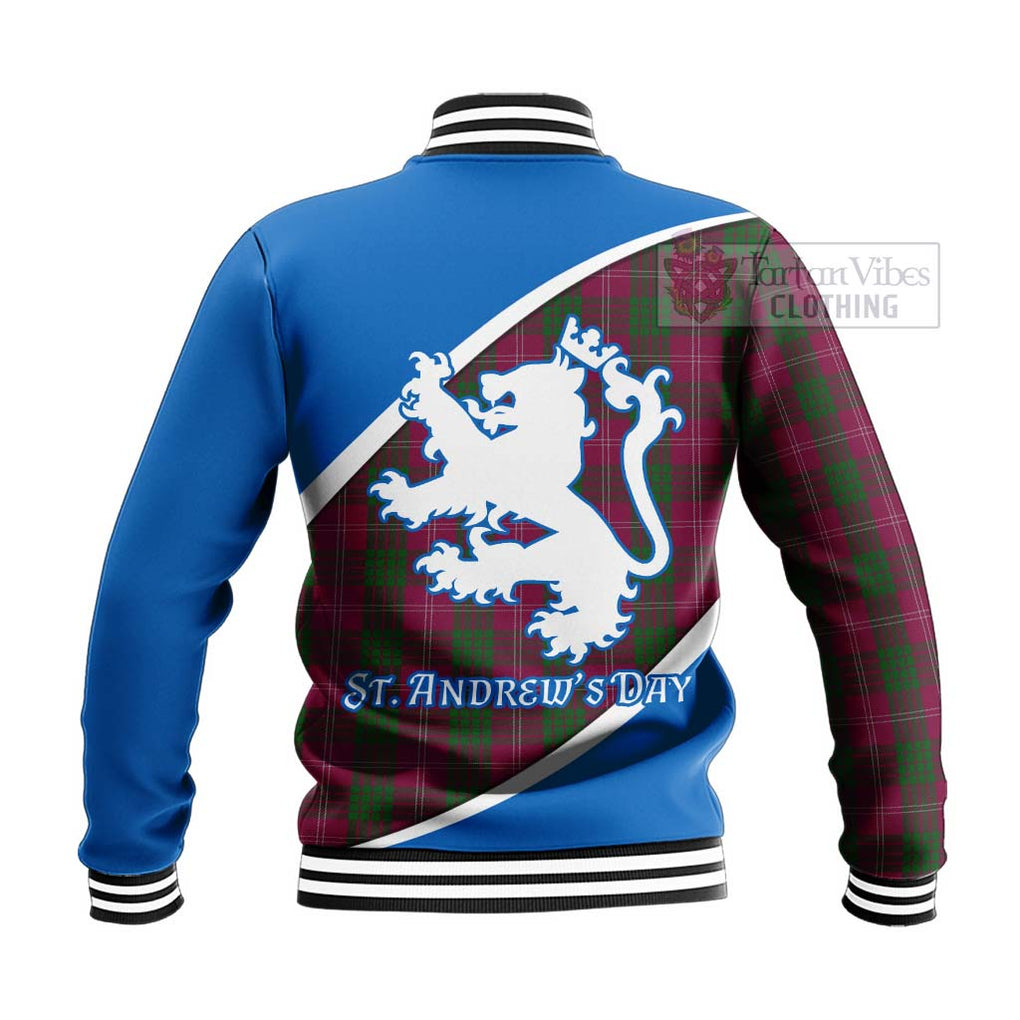 Tartan Vibes Clothing Crawford Family Crest Tartan Baseball Jacket Celebrate Saint Andrew's Day in Style