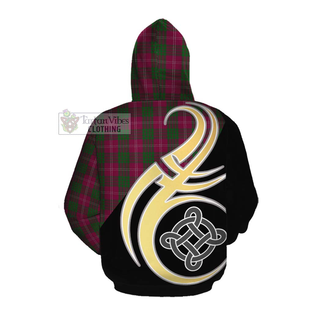 Tartan Vibes Clothing Crawford Tartan Cotton Hoodie with Family Crest and Celtic Symbol Style