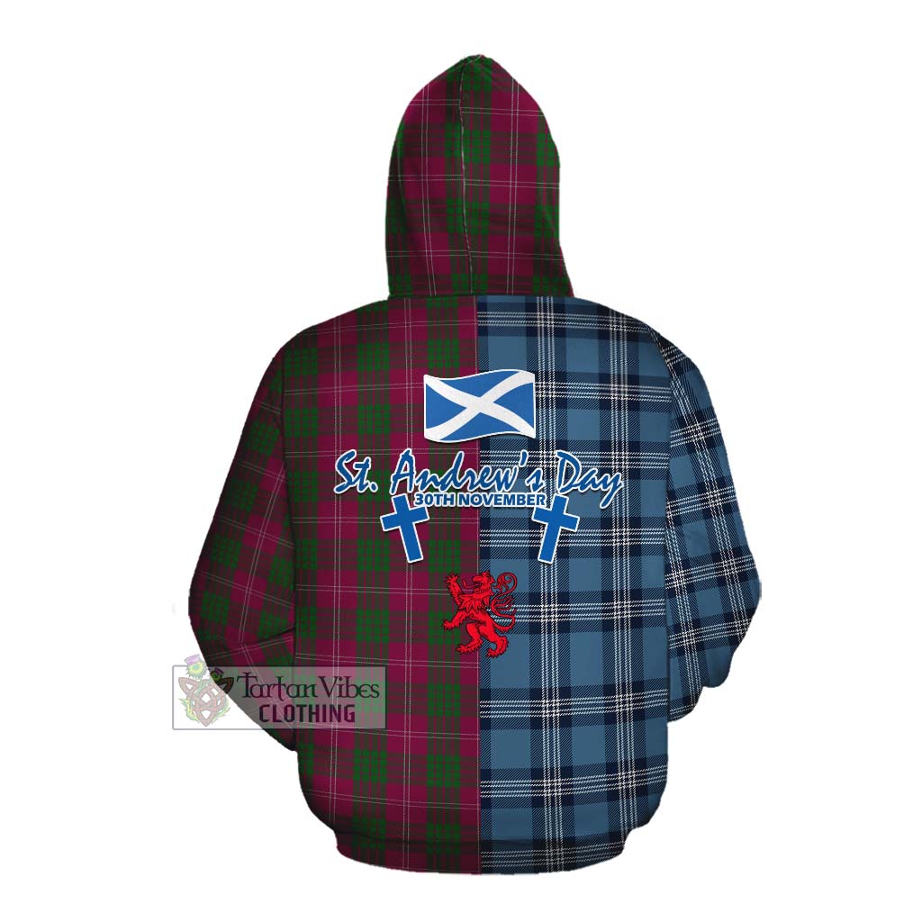 Tartan Vibes Clothing Crawford Tartan Cotton Hoodie Happy St. Andrew's Day Half Tartan Style